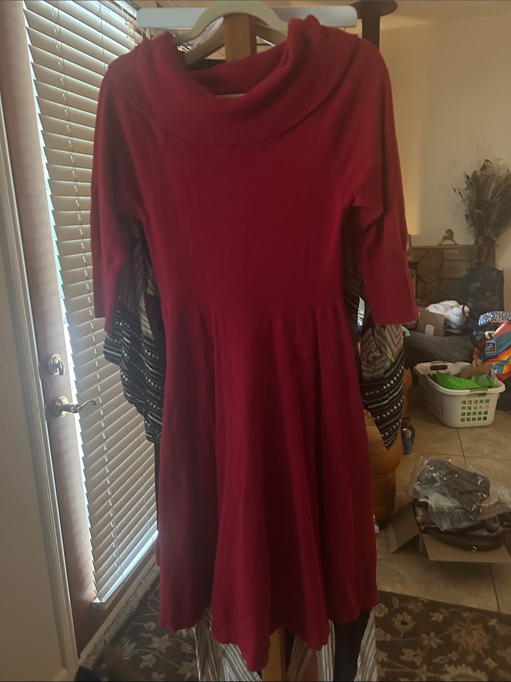 torrid Red Fit-and-Flare Cowl Neck Long Sleeve Dress VGUC